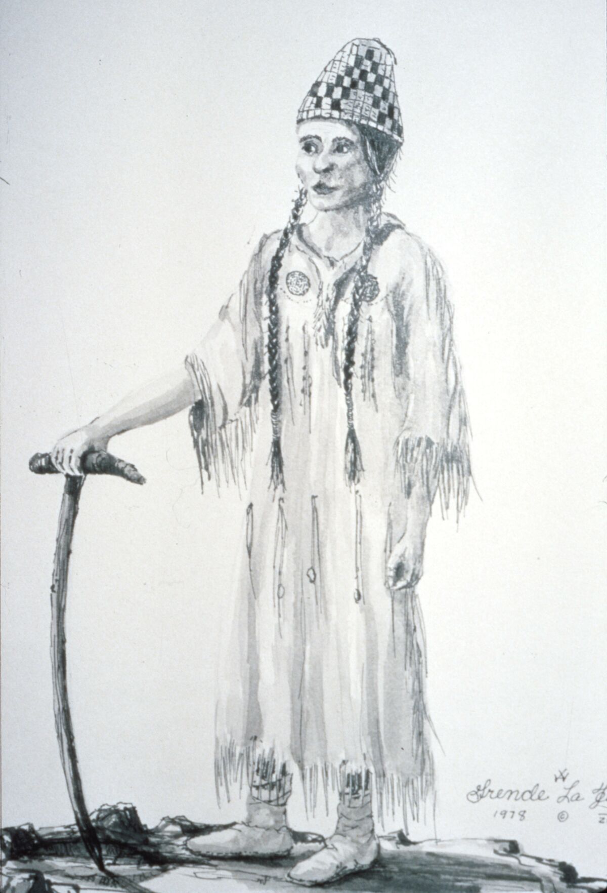 Courtesy of Grace Bartlett’s book or the Wallowa County Museum. Signed Grende La ...? This is a drawing dated 1978.