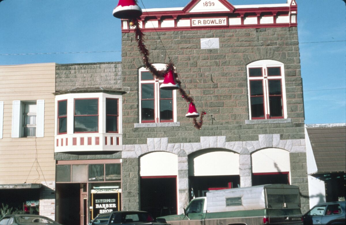 The famous J. Bowlby building in Enterprise, constructed of local Bowlby stone in 1899. It was for a time the Wagner’s Men’s Store, then the much-loved Lear’s Restaurant, and now the building is home to local arts organization, Fishtrap. Taken by Janie Tippett.