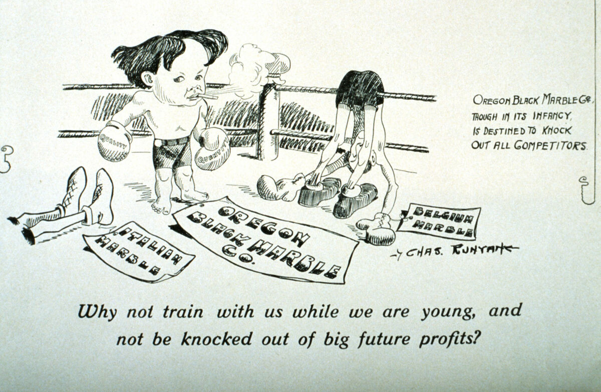 Early print advertisement for the Black Marble and Lime Company. Courtesy of the Wallowa County Museum.