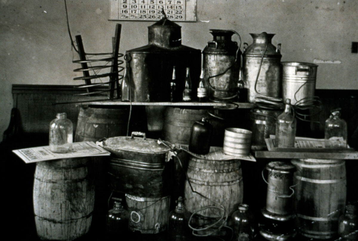 Ralph “Mose” Tippett’s moonshine still at Corral Creek. This was the bootleg liquor that killed more than one man in the county.
