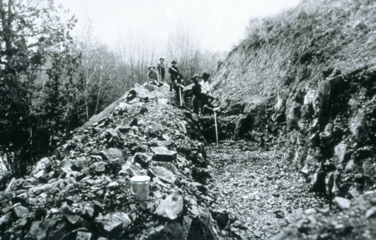 Workers blast and hand-dig the first irrigation ditches in Wallowa County.